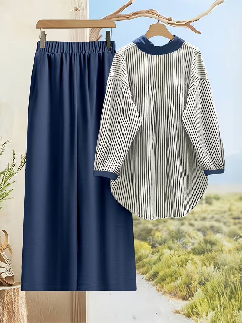 Stylish Women’s Ribbed Co-Ord Set with Palazzo Pants