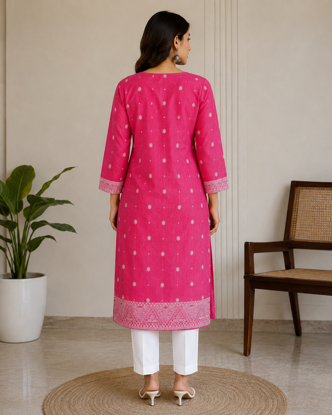 Women’s Pink Embroidered Straight Kurta | Elegant Ethnic Wear
