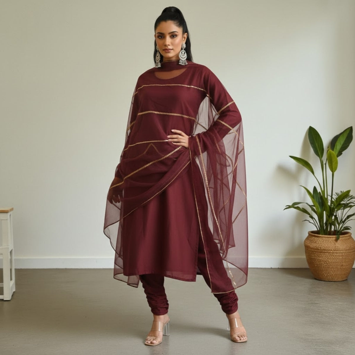 Women's Pack of 3 Pure Cotton Kurtis with Pant & Dupatta |C-013