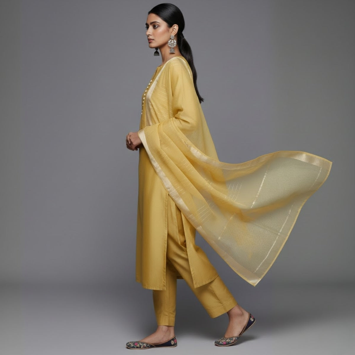 Women's Pack of 3 Pure Cotton Kurtis with Pant & Dupatta |C-014