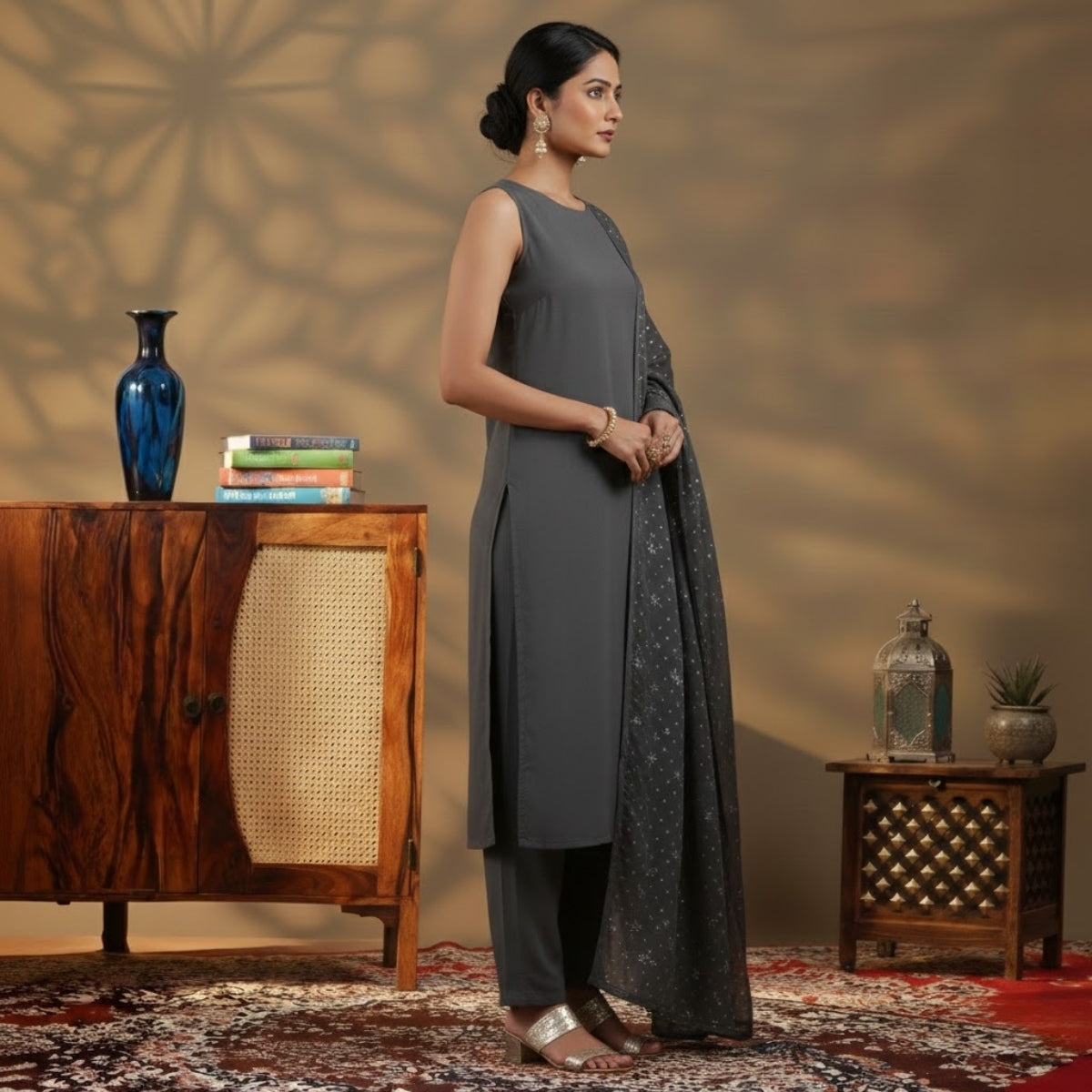 Women's Pack of 3 Pure Cotton Kurtis with Pant & Dupatta |C-016