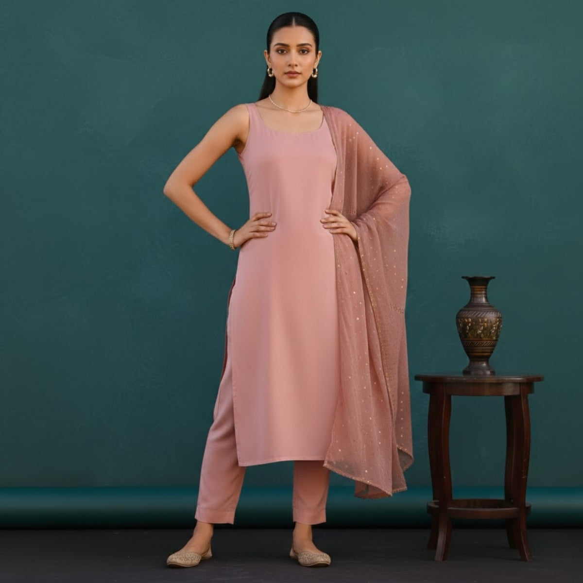 Women's Pack of 3 Pure Cotton Kurtis with Pant & Dupatta |C-018