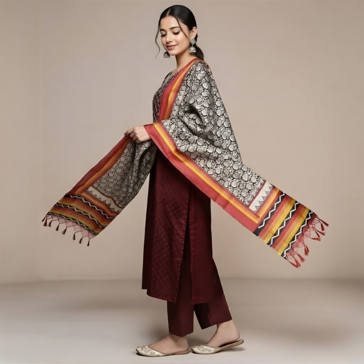 Women's Pack of 3 Pure Cotton Kurtis with Pant & Dupatta |C-015
