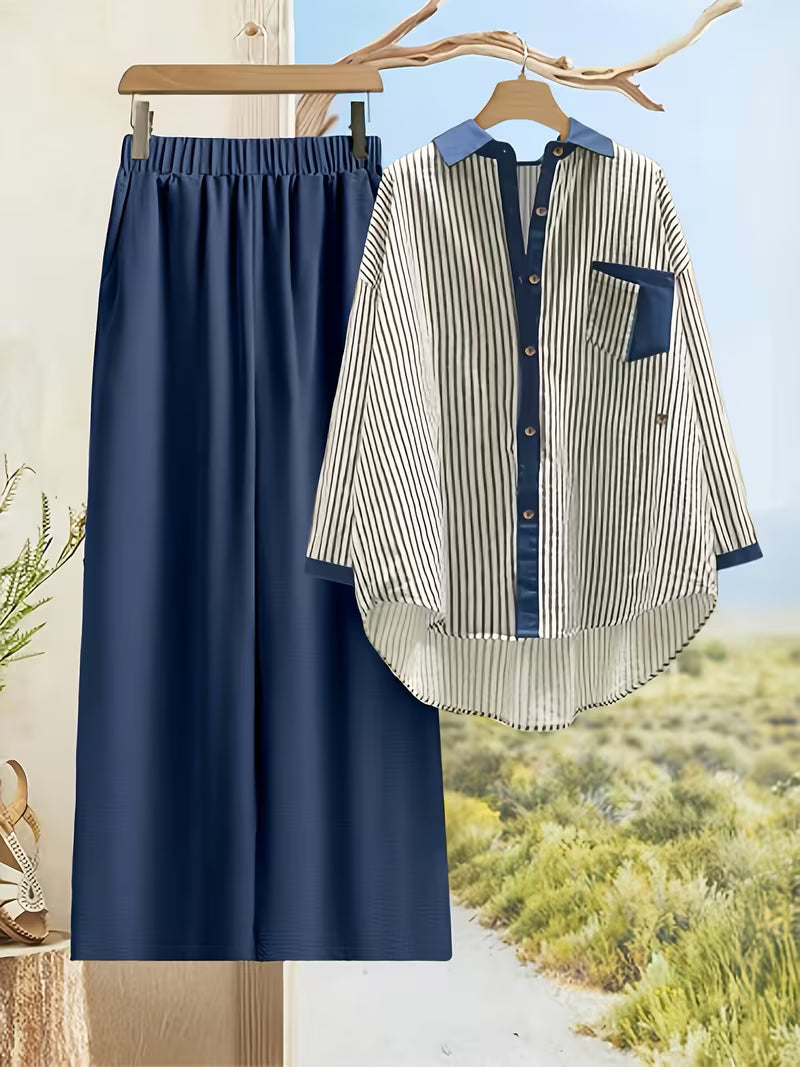 Stylish Women’s Ribbed Co-Ord Set with Palazzo Pants
