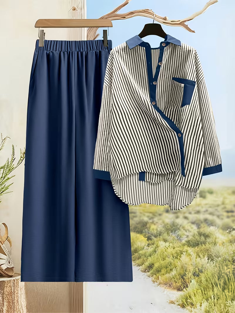 Stylish Women’s Ribbed Co-Ord Set with Palazzo Pants