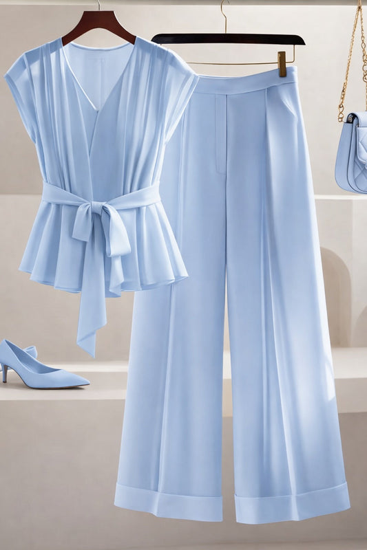 Stylish Women’s Ribbed Co-Ord Set with Palazzo Pants