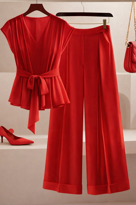 Stylish Women’s Ribbed Co-Ord Set with Palazzo Pants