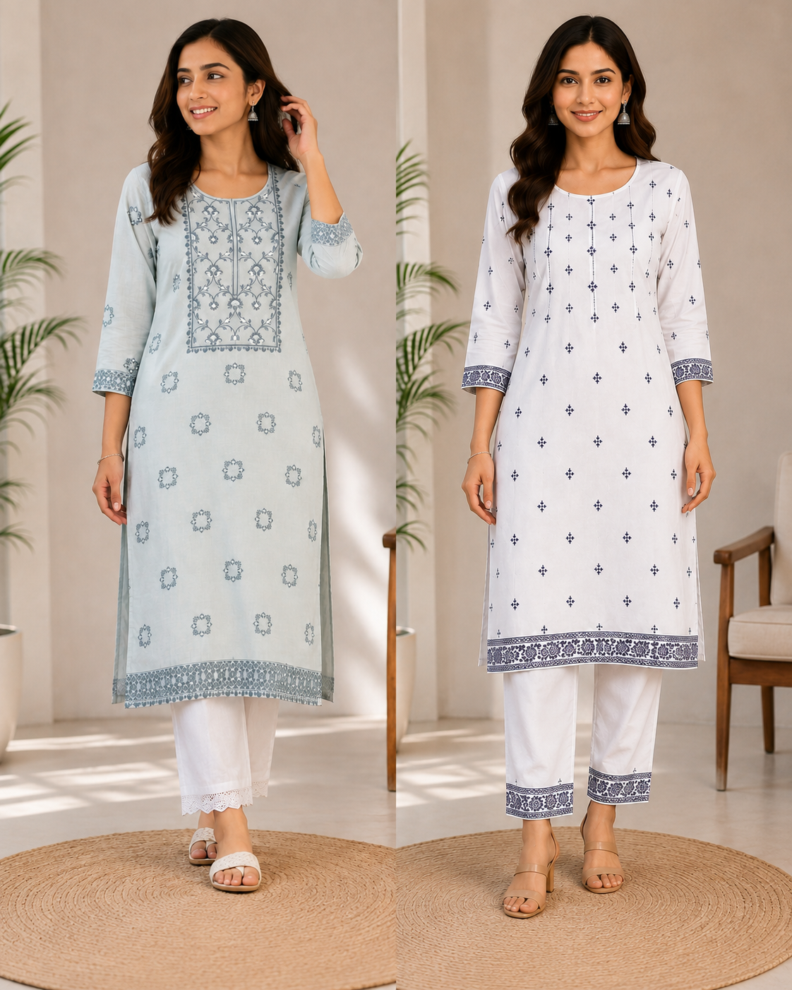Women’s Printed Straight Kurta Pant Set | Pastel Ethnic Wear | Elegant Everyday & Festive Outfit