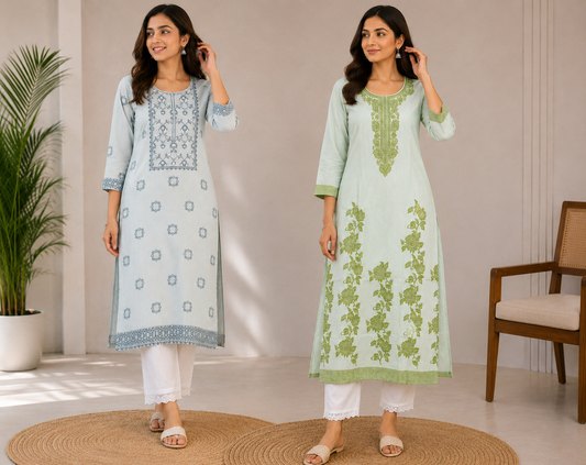 Women’s Printed Straight Kurta Pant Set | Elegant Floral Ethnic Wear | Casual & Festive Collection