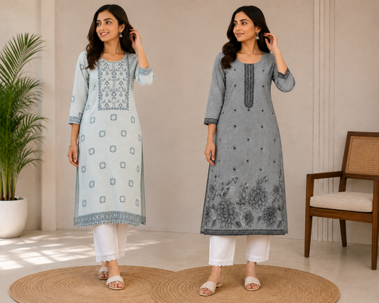 Women’s Printed Straight Kurta Pant Set | Elegant Ethnic Wear | Floral & Traditional Print