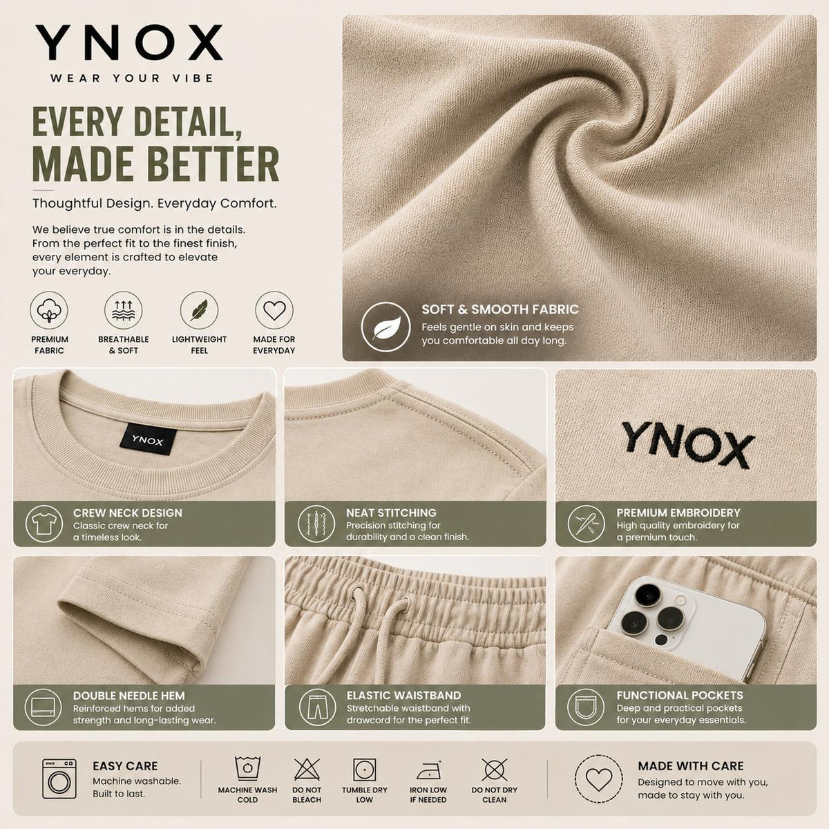 YNox Women's Mocha Brown Oversized Co-Ord Set | Relaxed Fit T-Shirt & Wide Leg Pants | Premium Casual Wear
